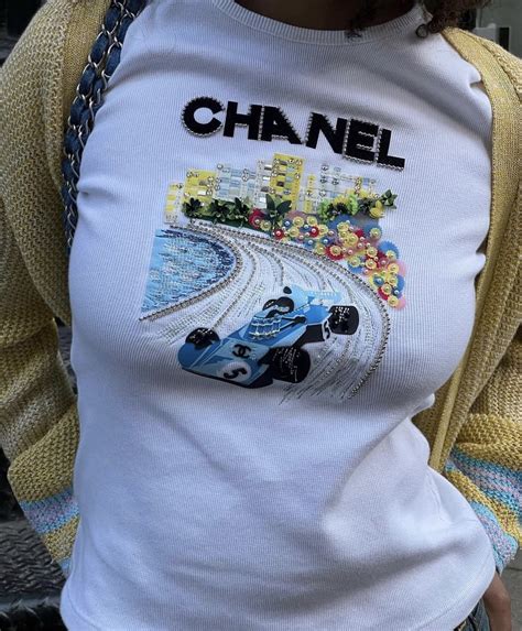 chanel race car shirt|chanel's f1 t shirt.